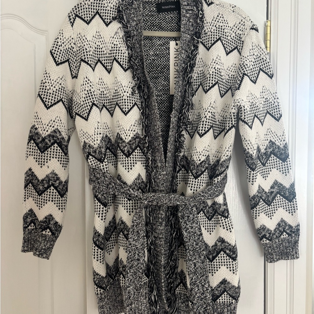 MINKPINK Monochrome Chevron Cardigan